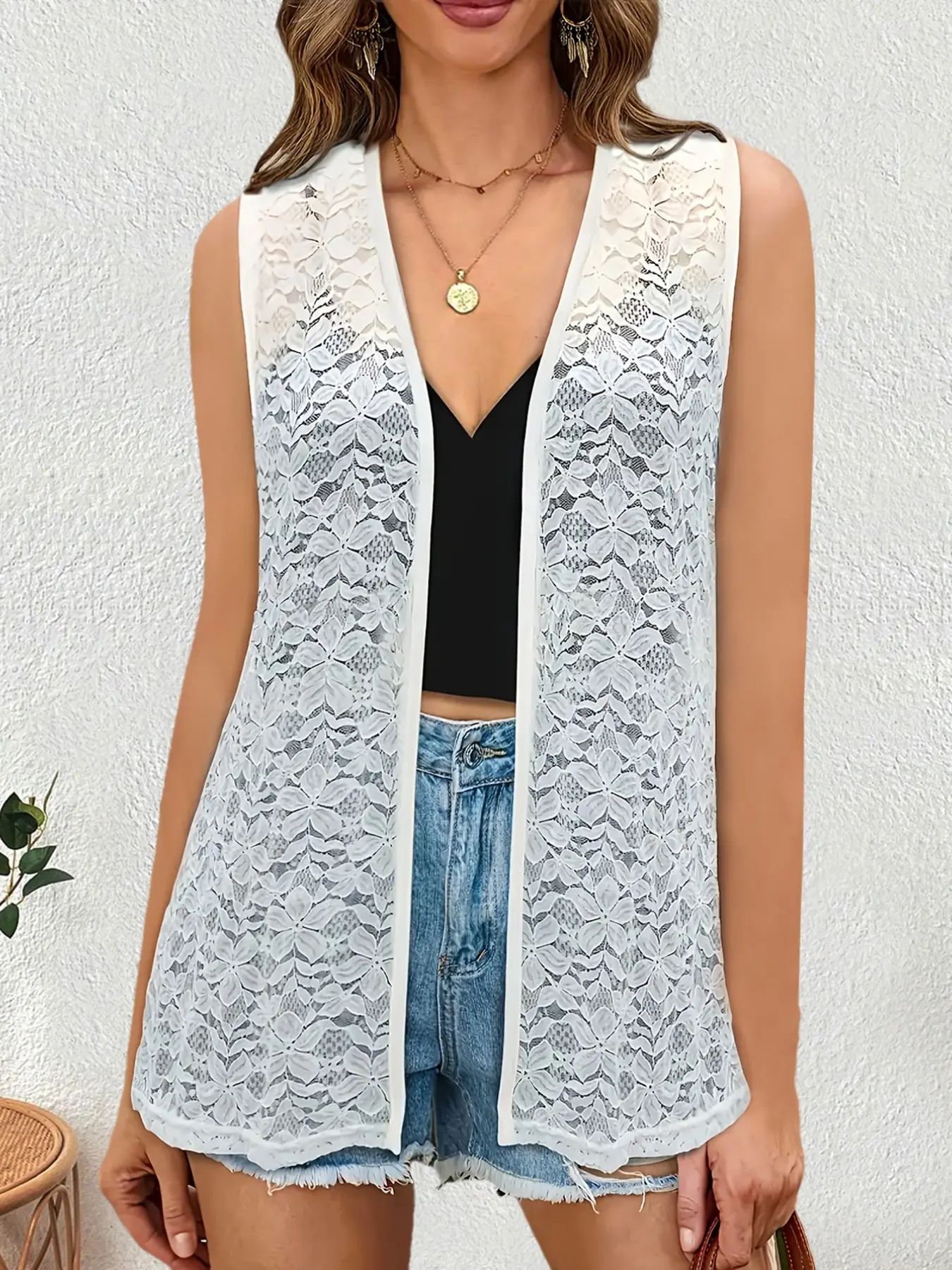 Women's Sleeveless Vest Lace Cardigan for Spring Summer, Stylish and Comfortable Outerwear, Perfect for Casual Wear, Knitted Vest Top, Knit Vest Tops