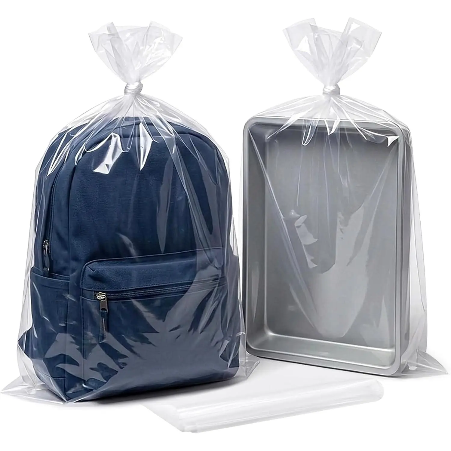 18x24 Inches Clear Plastic Bags for Packaging, 50 Pieces Flat Open Clear Poly Bags for Proofing Bread, Dough and Storage (Ribbon NOT Included)