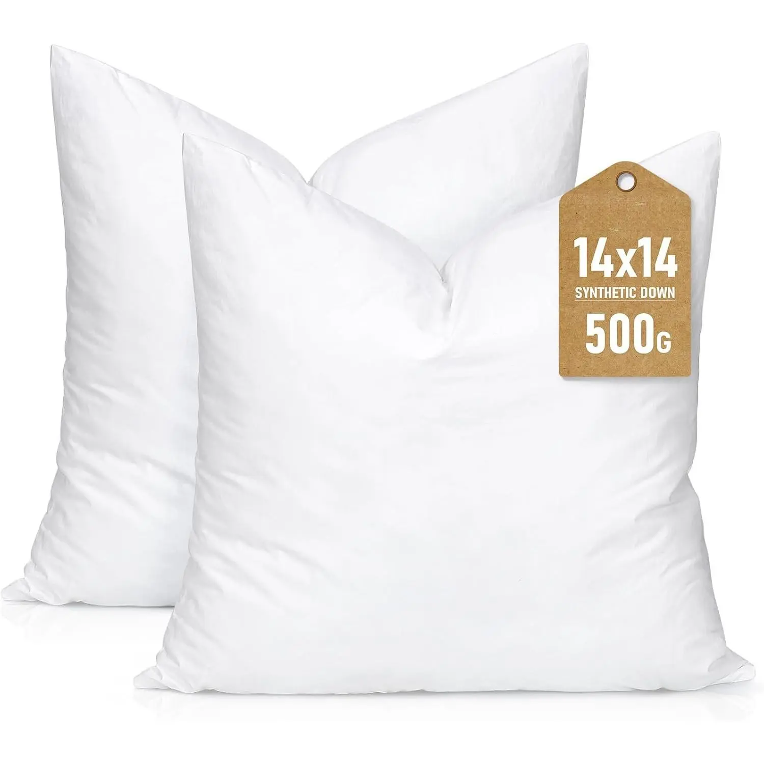 Synthetic Down Pillow Insert, 14x14 Throw Pillow Inserts Set of 2 | Down Alternative Ultra Soft  Sleeping Pillow,   Cover, Decorative Pillows-White
