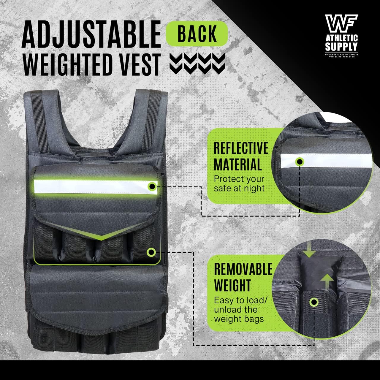 50 Lbs Adjustable Weighted Vest Suitable for Strength Training, Sports and Running, Body Weight Vest Suitable for Men and Women, Weighted Jacket with Removable Weight, Normal Length