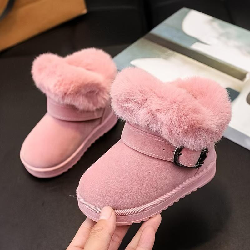 New[Girls' Winter Comfort Boots] Soft Fabric Lining, Durable Rubber Sole Girls' Winter Comfort Boots |             Slip-On Round Toe, Casual & Preppy Style, Perfect for Outdoor & Casual Attire, Minimalist Design