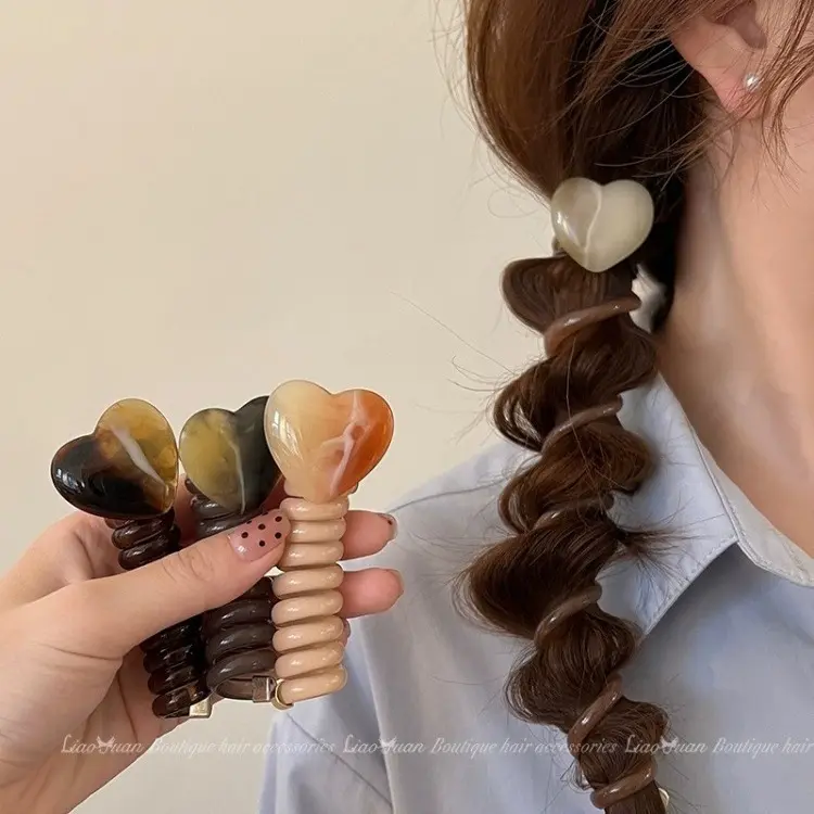 Premium sense of love, phone line, hair band, ponytail braided hair artifact 2026 new three-color bubble braided headrope, women's fluffy feeling, no trace, no hair clip, girl's heart age reduction stretchy headband