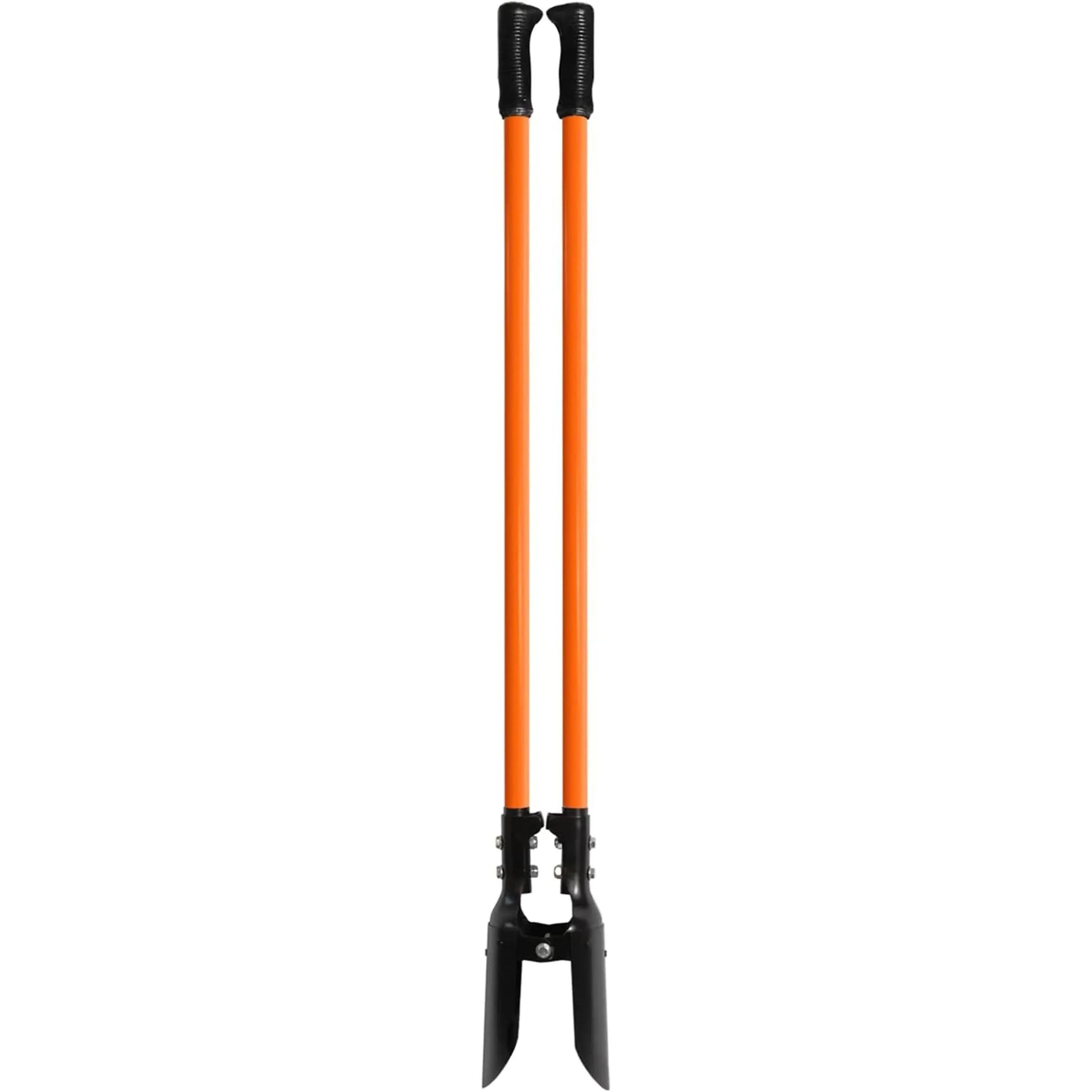 Post Hole Digger, Heavy Duty with Fiberglass Handle, Carbon Steel Blades, 58 Inches, Orange & Black