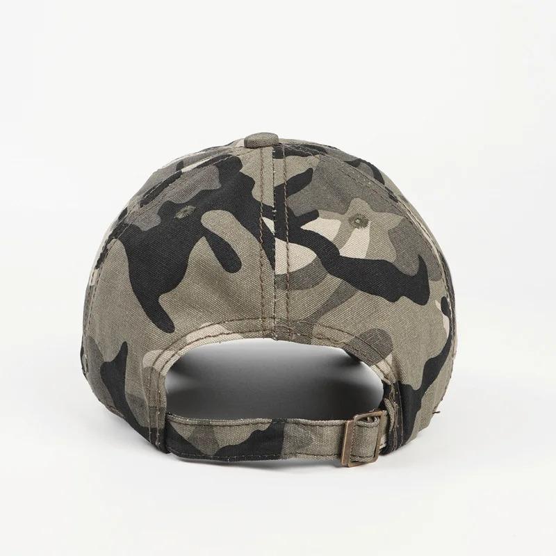 Euro-American Retro Embroidered Letter Five-Star Soft-Top Camouflage Breathable Adjustable Military Visor Classic Baseball Cap
