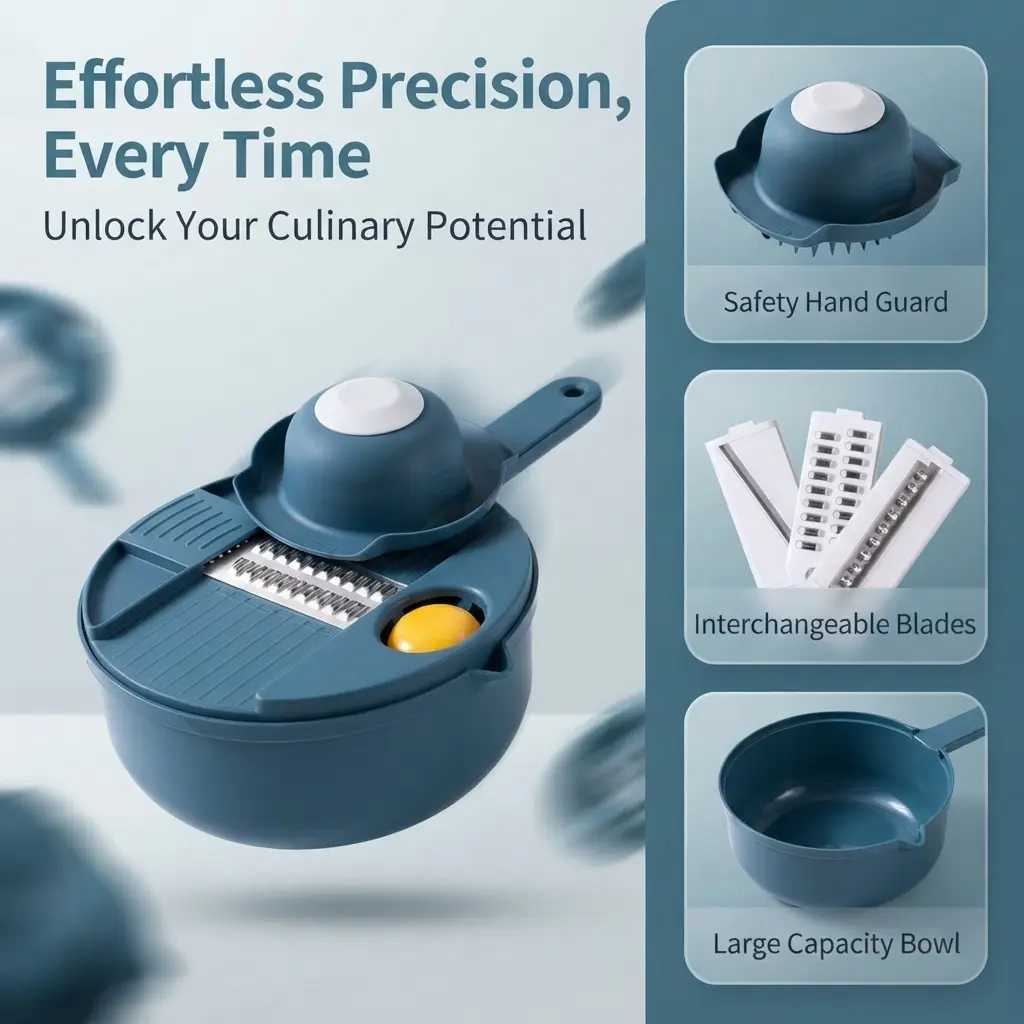 Your Ultimate Prep Helper! Multi‑Purpose Veggie Grater, Large Kitchen Cutter for Slicing, Shredding Fruits & Root Vegetables