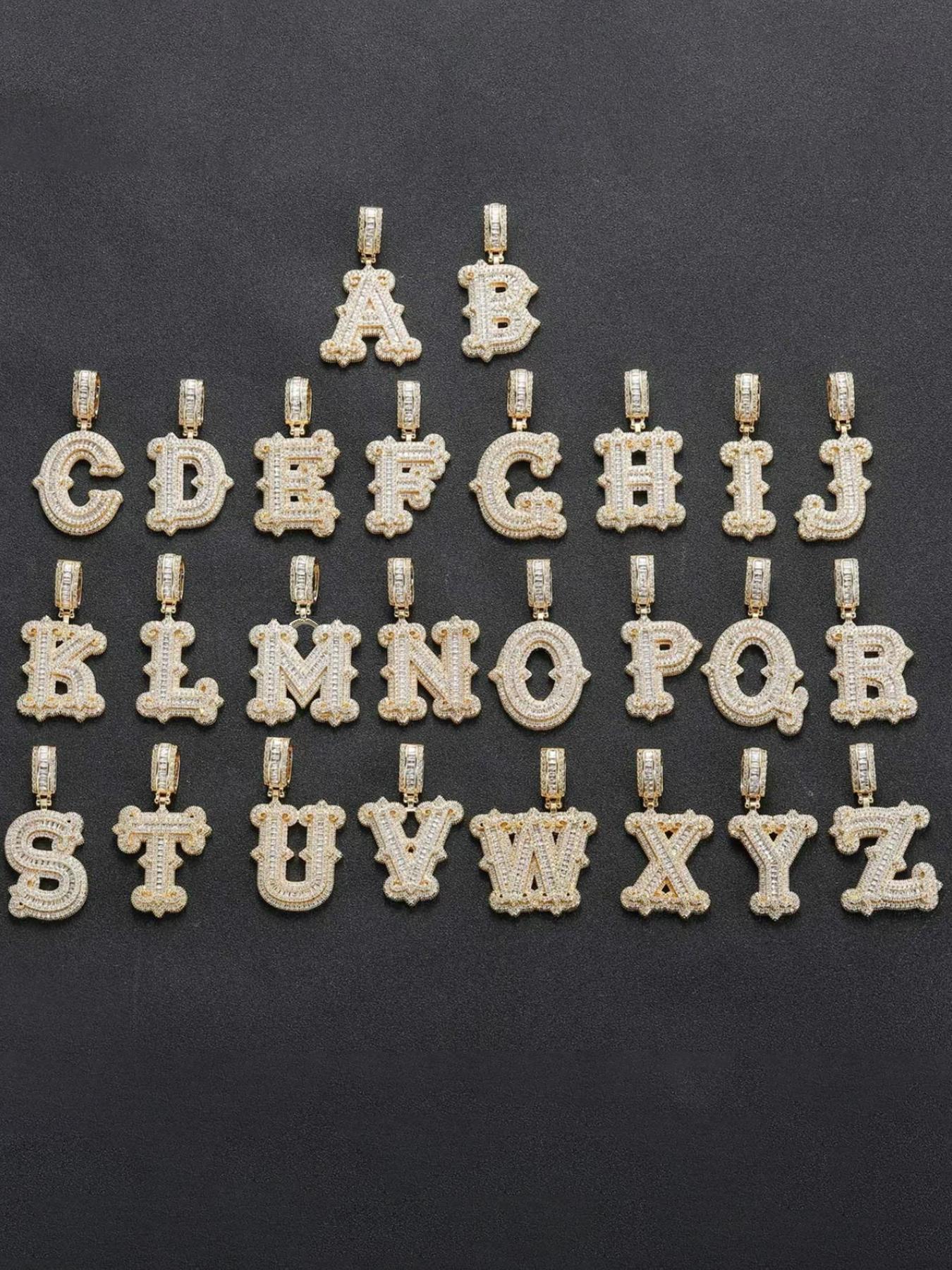 Initials Letter Pendant Necklace, Rhinestone Decor Chain Necklace, Hip Hop Jewelry for Party, Daily Decor, Trendy All-match & Exquisite Jewelry for Birthday Gift