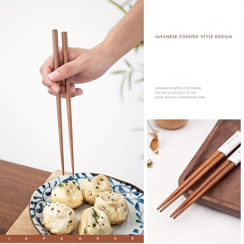 5pcs of Natural Ironwood Chopsticks, Suitable for Home Use, High-End, Non-Slip, Pointed Wooden Chopsticks.