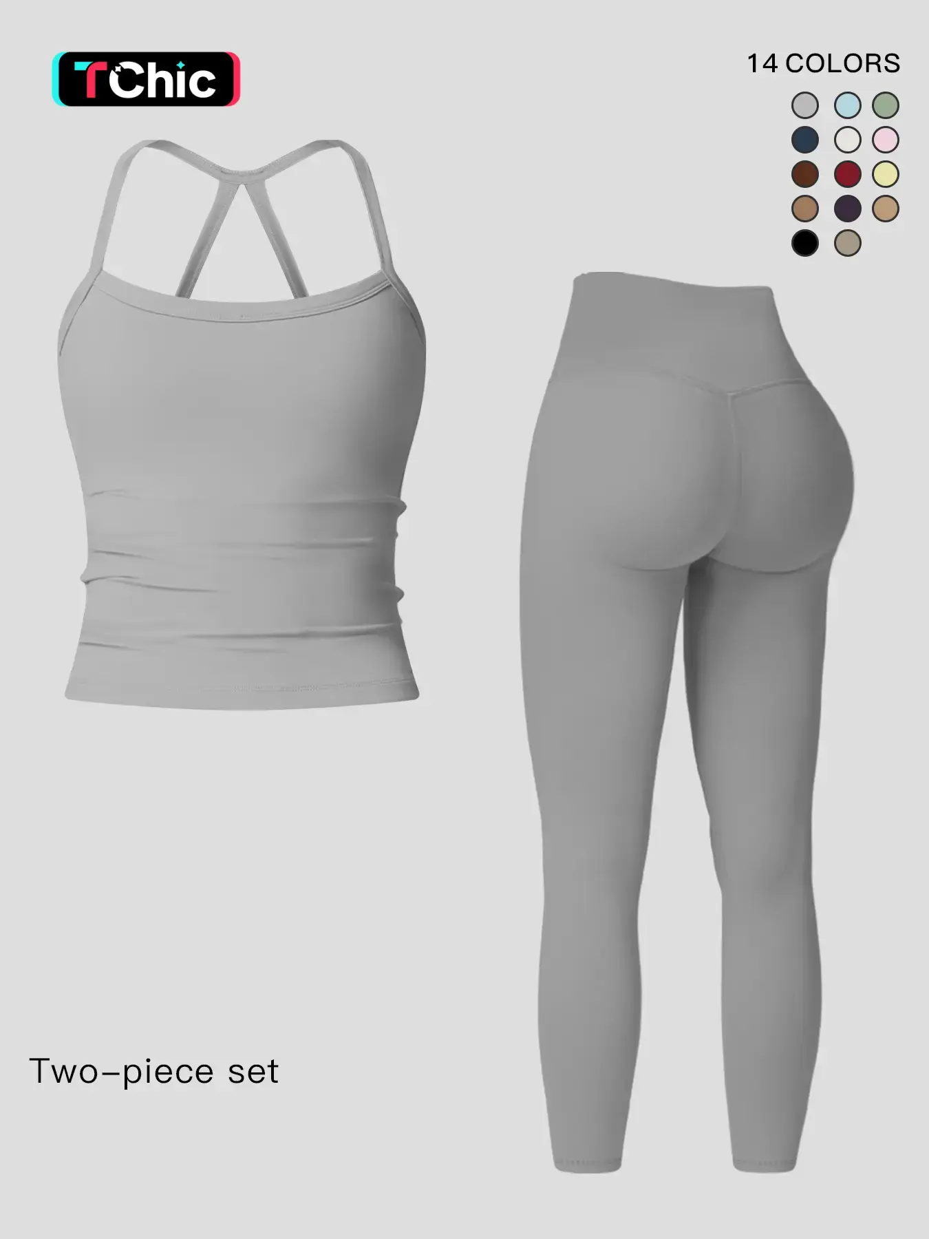 Women's Quick-Dry Yoga Vest Set, Activewear Workout Set, Solid Sports Sets, Sporty Plain, Tight-Fitting Fleece-Lined Workout Top & Long Pants, Outdoor Running Cycling Sportswear