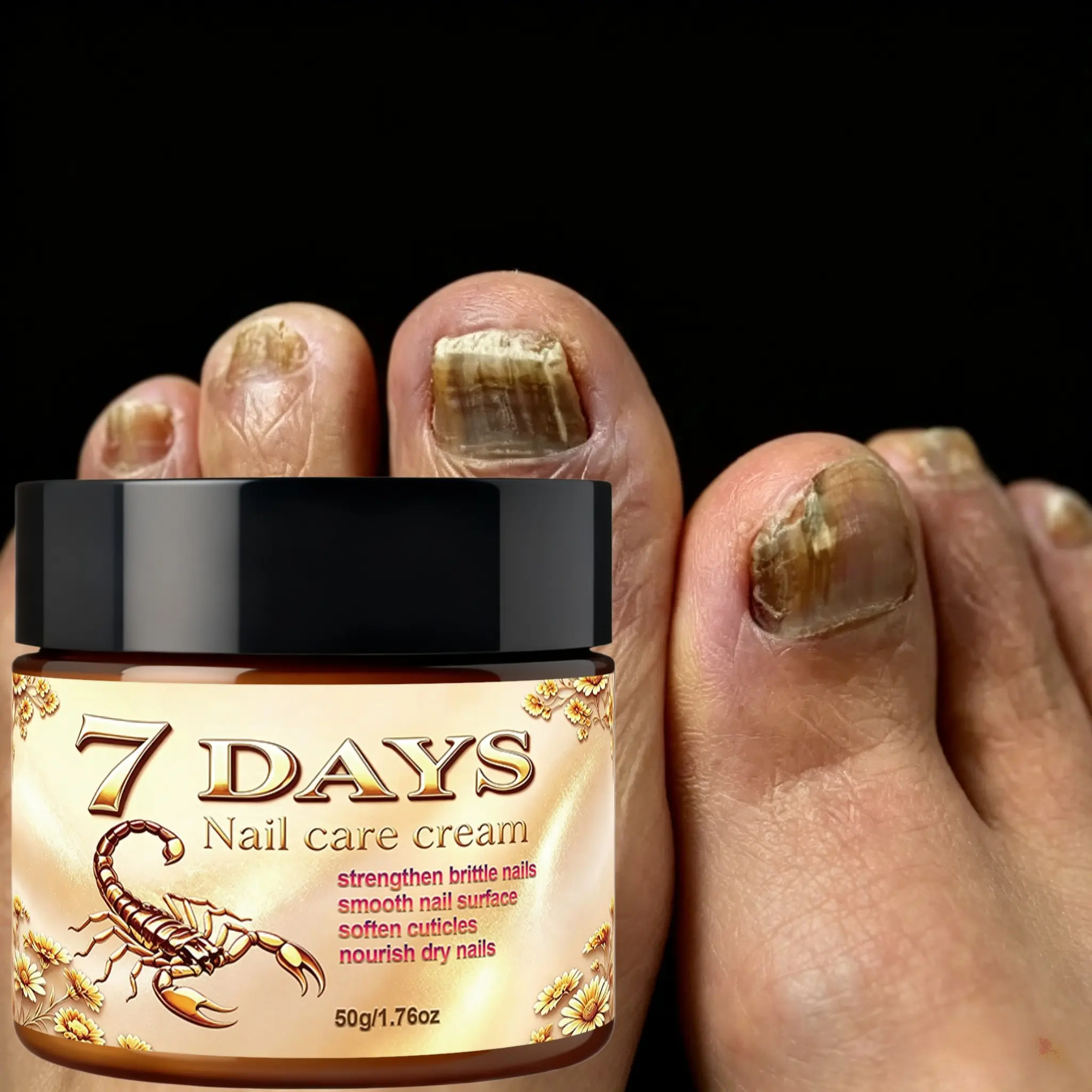 7 Days Nail Care Cream, Harden fragile easy-break nails, moisturize dry rough nail texture, soften cuticles & hangnails, nourish fingernails and toenails, keep nails healthy, daily nourishing strengthening nail balm