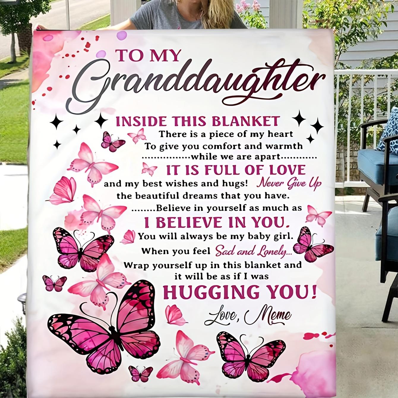 Butterfly Print Flannel Blanket - Soft 100% Polyester Cozy Throw for Grandma & Granddaughter, 280GSM Holiday Gift