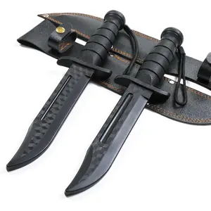 Polypropylene Training Daggers Leatherneck S/F Trainer (2 Pack) Black Plastic Blade Lightweight Self Defense Safe Easy Fun Cosplay Combat Military Martial Arts Knife Sheath Included