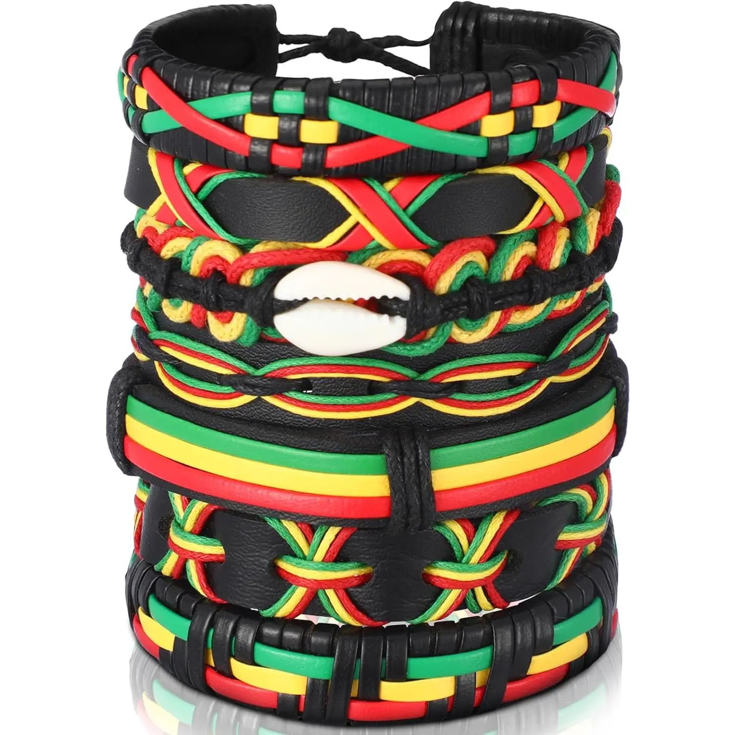 Pcs Jamaica Beaded Bracelet Adjustable   | Multi Layer Ethnic Tribal Braided Bracelet Jamaican Outfits for Women Men