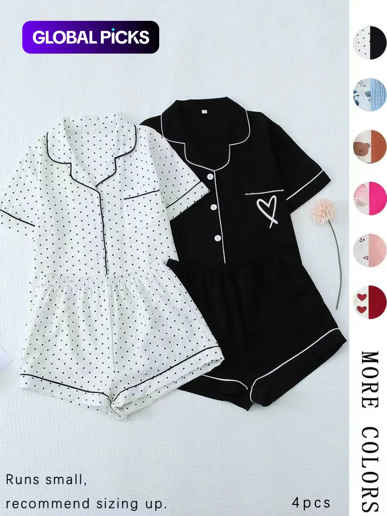 Women's All Over Print Woven Casual Loungewear Set, Contrast Binding Pocket Button Top & Elastic Shorts Pajama Set, Ladies Summer Pjs Nightwear