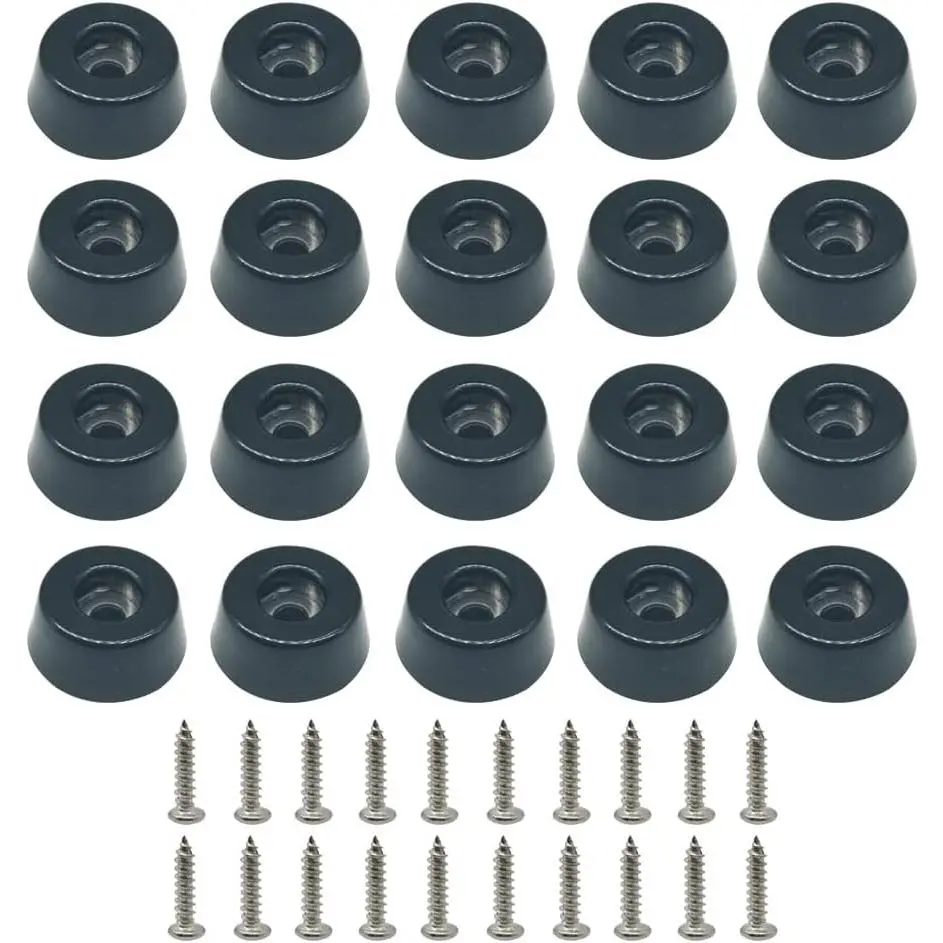 Round Rubber   Board  with Stainless Screws Non-Slip Furniture Bumper Pads for Electronics 3/8" H x 13/16" W - 20 Pack