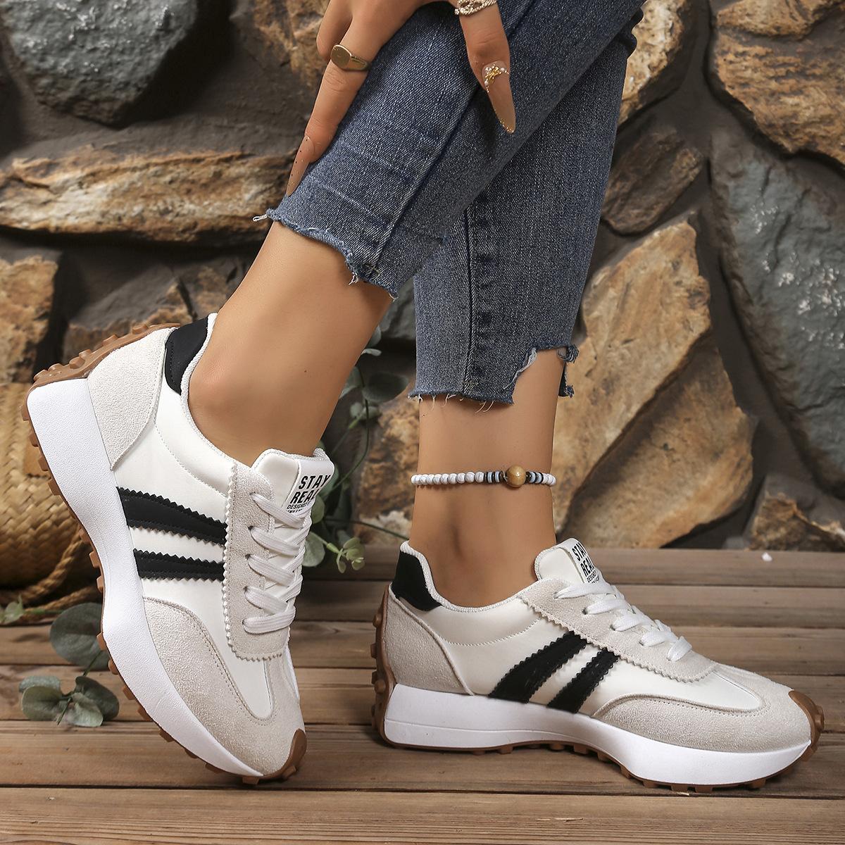 Trendy Women Platform Sneakers Thick Sole Lace Up Shoes for Height Boost Comfortable Lightweight Casual Trainers Ideal for Everyday Use Four Seasons Outdoor and Indoor Wear