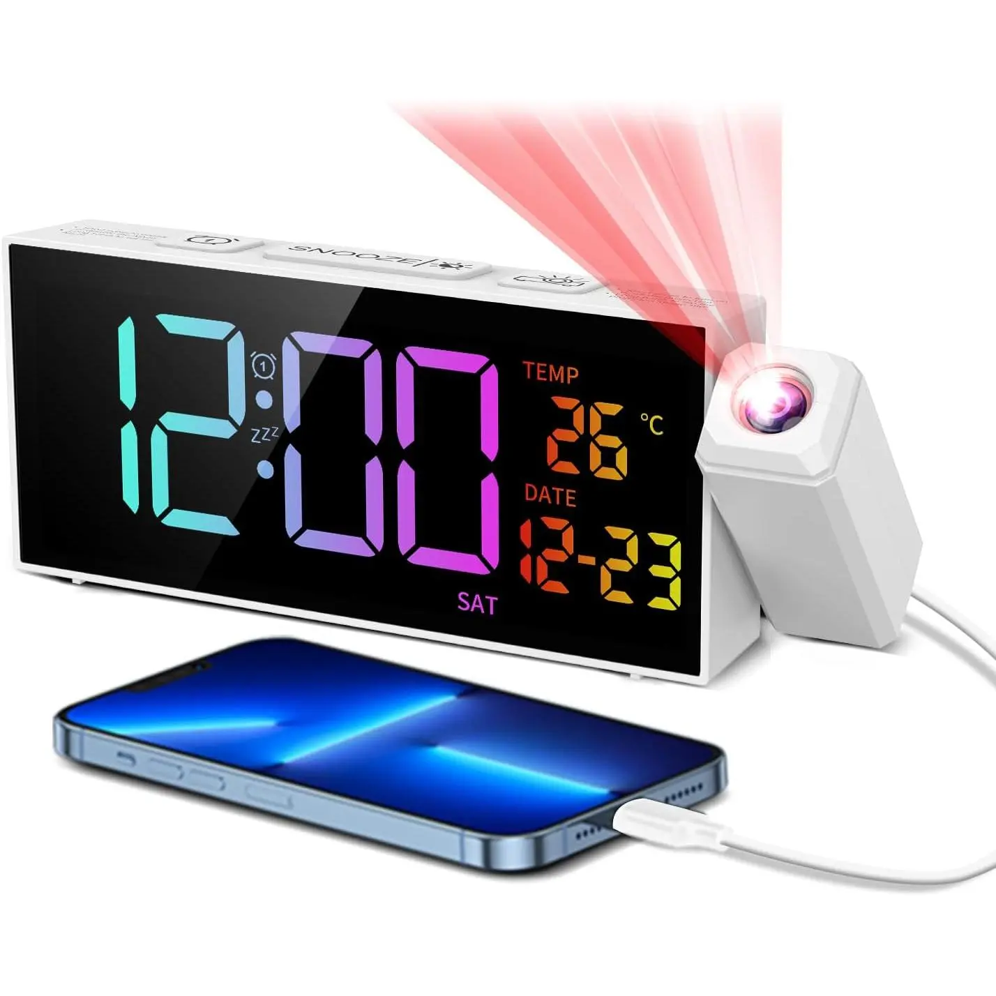 Projection Clock for Bedroom Ceiling,  Clocks Black
