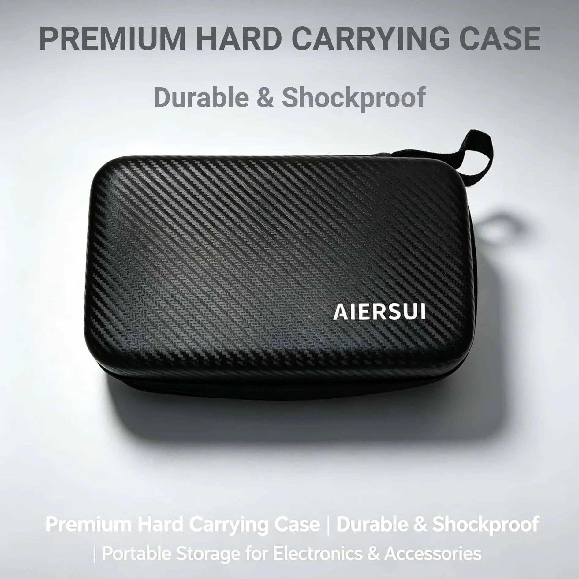 PU Hard Shell Carry Case, Shockproof Dustproof Moisture-Proof Portable Storage Bag with Hand Strap, Protective Organizer for Car Jump Starter, Battery Charger, Auto Emergency Tools and Electronic Equipment for Road Trip & Outdoor Use, 9.84×5.51×3.15 INCH
