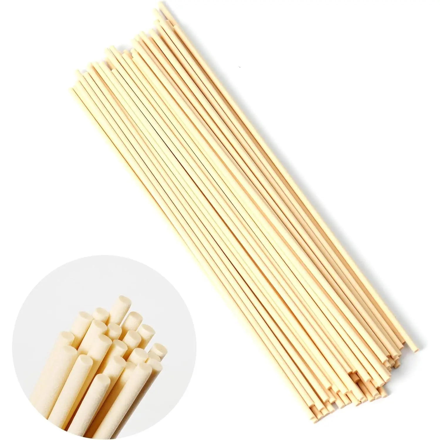 50pcs 9in/23cm×0.118in/3mm Thick Fibre Reed Fragrance Refill Oil Diffuser Sticks for Home Office Spa Bedroom