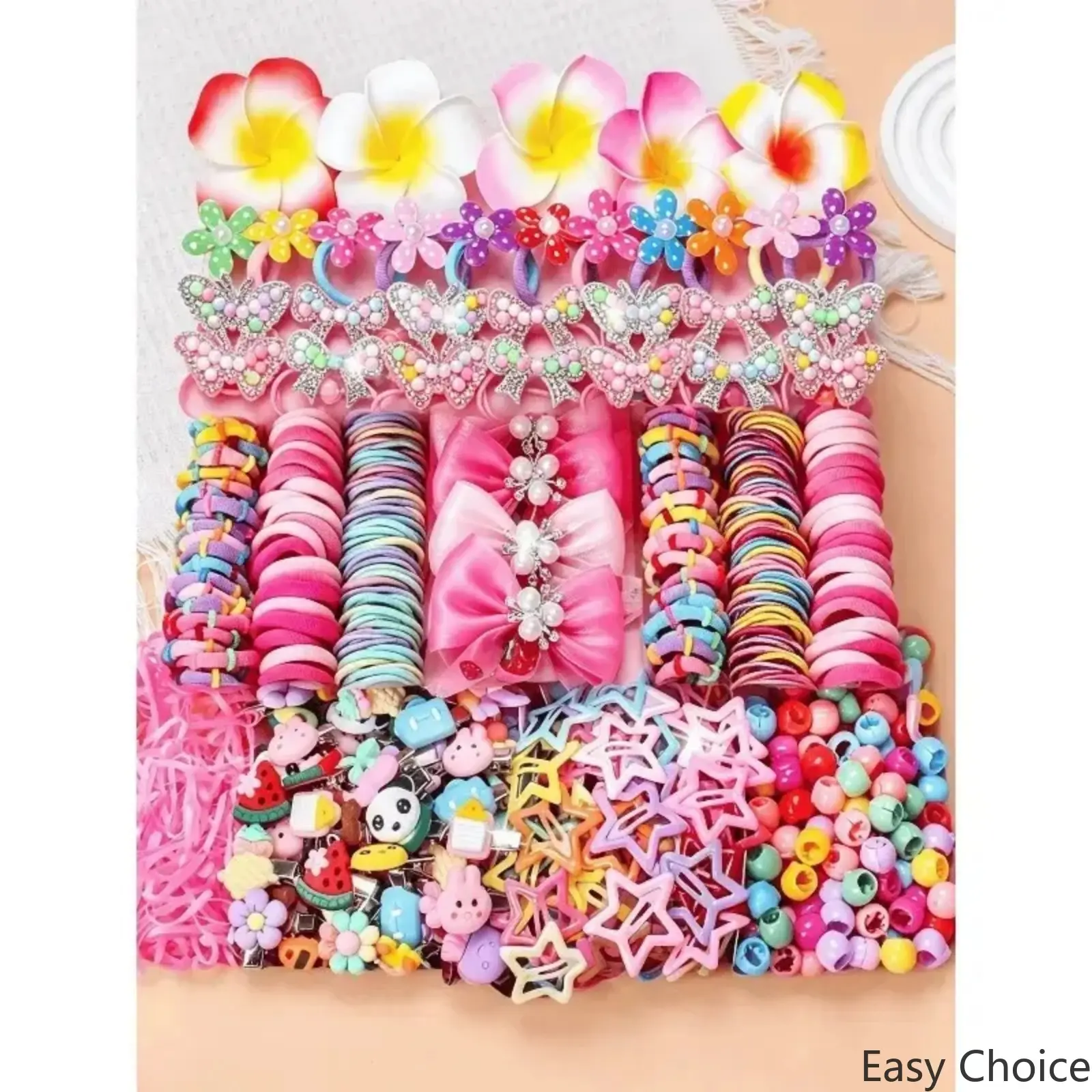 [Back To School] 546Pcs Hair Accessory Set, Colorful Cartoon Hair Clips, Flower Barrettes & Elastic Hair Ties, Stylish Accessories For Daily Wear, Parties & Gifting