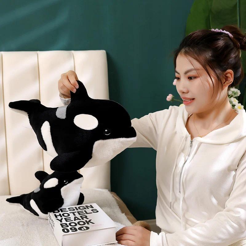 Lifelike Killer Whale Plush Toys Stuffed Orcinus Orca Fish Doll Cute Shark Cartoon Soft Sleep Pillow Kids Girls Baby Gift