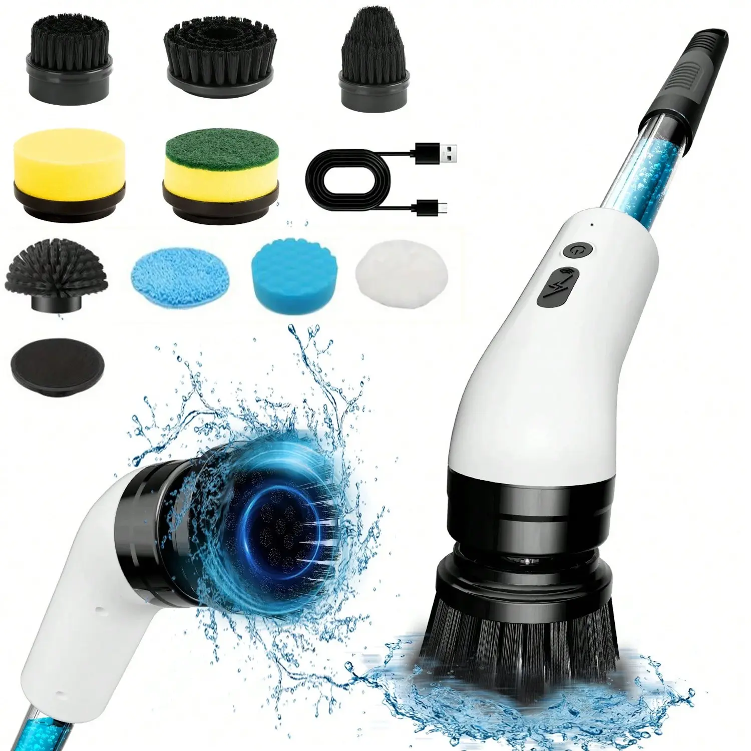 Cordless Electric Rotating Scrub Brush with Soap Dispenser, 8 Replaceable Brush Heads, Adjustable Size & Speed for Deep Kitchen Cleaning, Efficient Stain Removal, Household kitchen cleaning tools