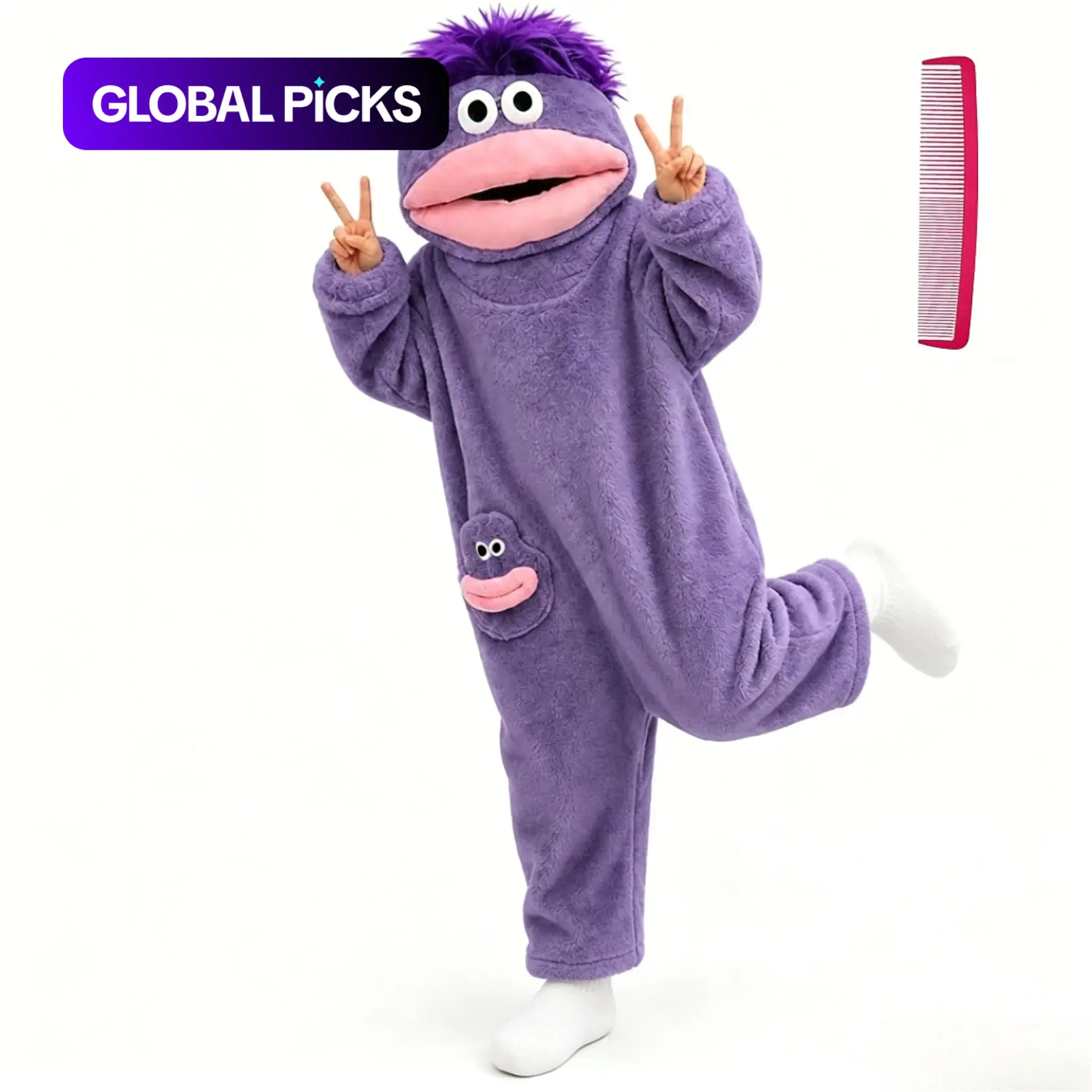 Cute Monster Wearable Hooded Onesie with Pocket for Women and Men, Soft Plush Fleece Fabric, Warm Cozy Jumpsuit, Casual, Ideal for Home and Parties, Birthday Gift #GLOBAL PICKS