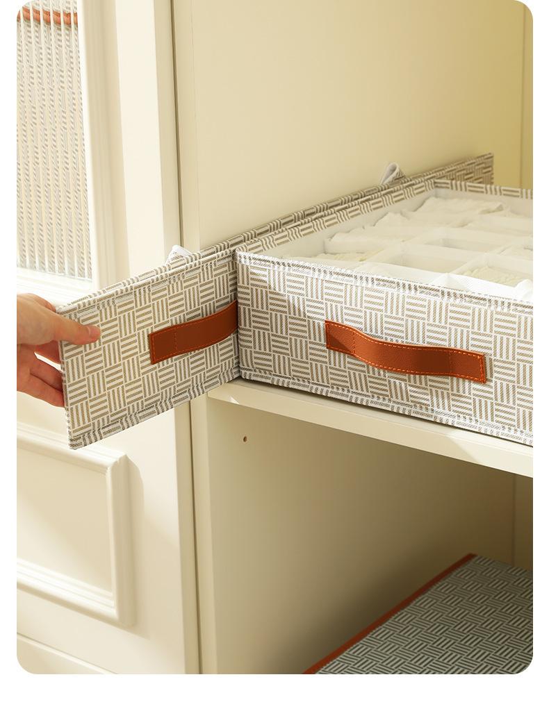 Underwear Drawer Organizer, 6/7/20 Grid Bra Panty Socks Storage Box, Foldable Lingerie Divider for Bedroom Dorm Closet