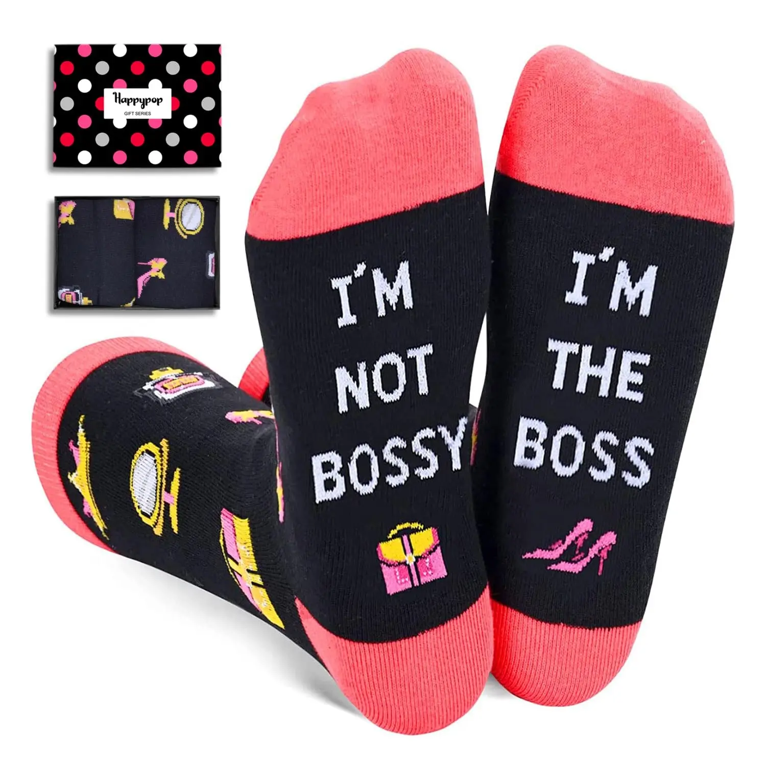 HAPPYPOP Boss Gifts Socks Ideas - Funny Saying Socks Boss Lady Socks Boss Day Socks, Boss Lady Gifts Bosses Day Gifts for Women