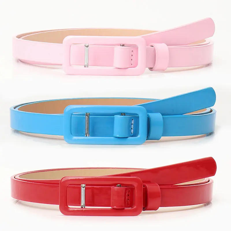 Women's Fashion Belt - No-Hole Patent Leather, Decorative Candy-Colored Band-Shaped Versatile Belt for Adults, Jeans, Dresses