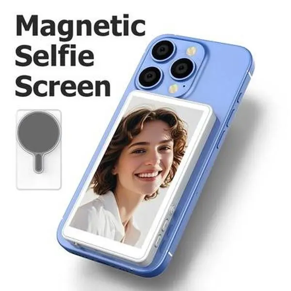 Magnetic Phone Vlog Selfie Monitor Screen, 1080P Wireless Recording, Using Phone Rear Camera for Selfie Vlog Live Stream TikTok, Compatible with iPhone(Support 4K 30fps Wired Recording)