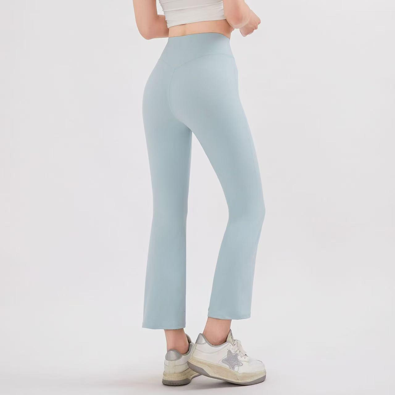 Nude High Waist Elastic Yoga Micro-flare Pants Leggings Gym Peach Lifting Hips Tight-fitting Outwear Pilates Waist Sculpting