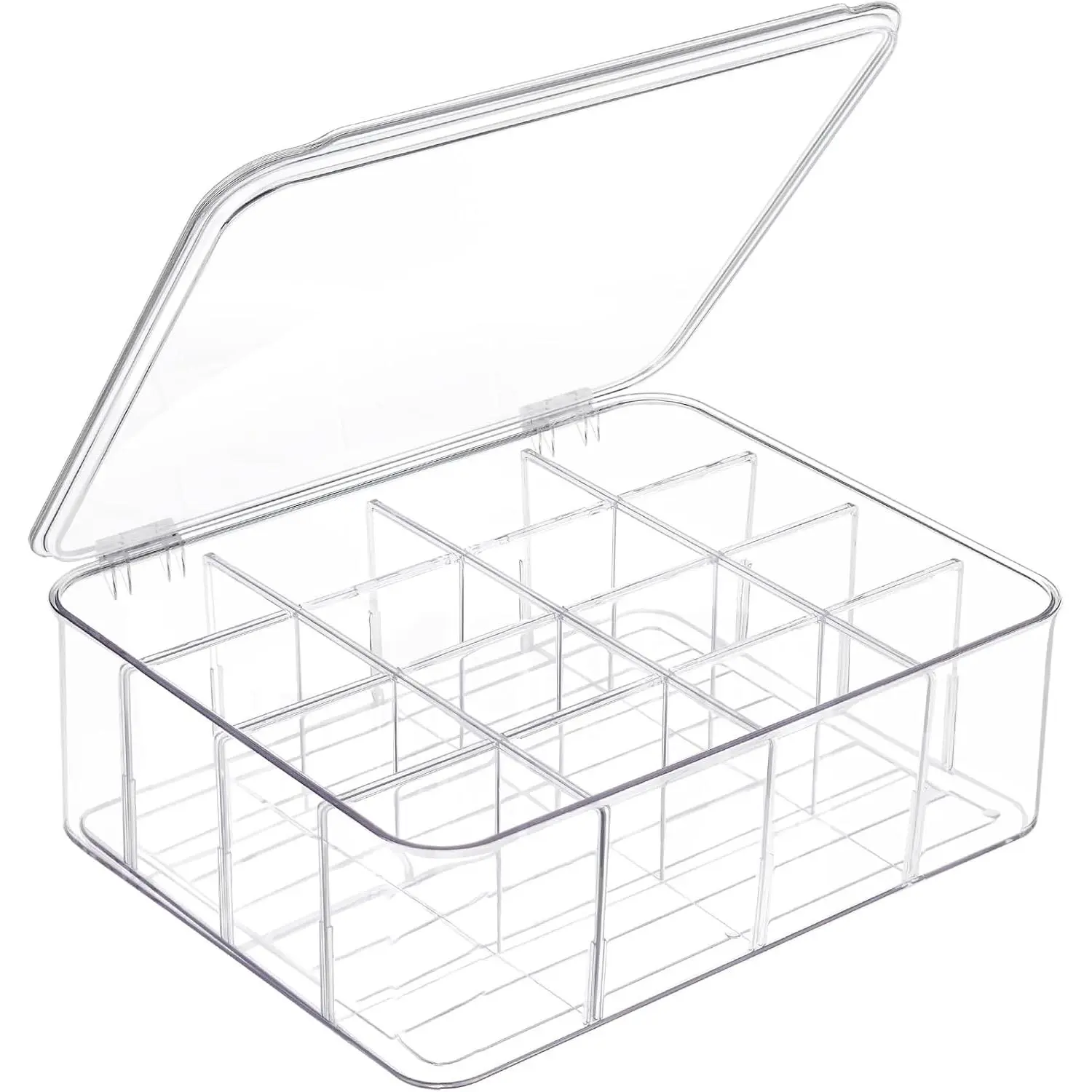 Socks Underwear Drawer Organizer for Closet, 16 Compartment Removable Divided Plastic Clear Sock Storage Box with Lid, Underwear Storage Tie Organizer Box for Bra Socks Ties Scarf  Bag