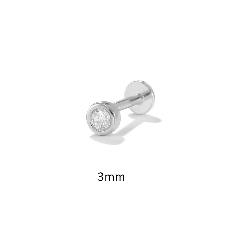 S925 sterling silver internal thread flat back cartilage earrings • Simple round CZ earrings, suitable for spiral ear screens. Conch earrings are suitable for giving girlfriends, girlfriends, and birthday gifts on holidays Dainty Matching