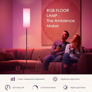 New Splice Smart Floor Lamp with App & Voice Control, RGB Full-Color Remote, Minimalist Corner Ambient Light with Tuya Smart & Dynamic Colors