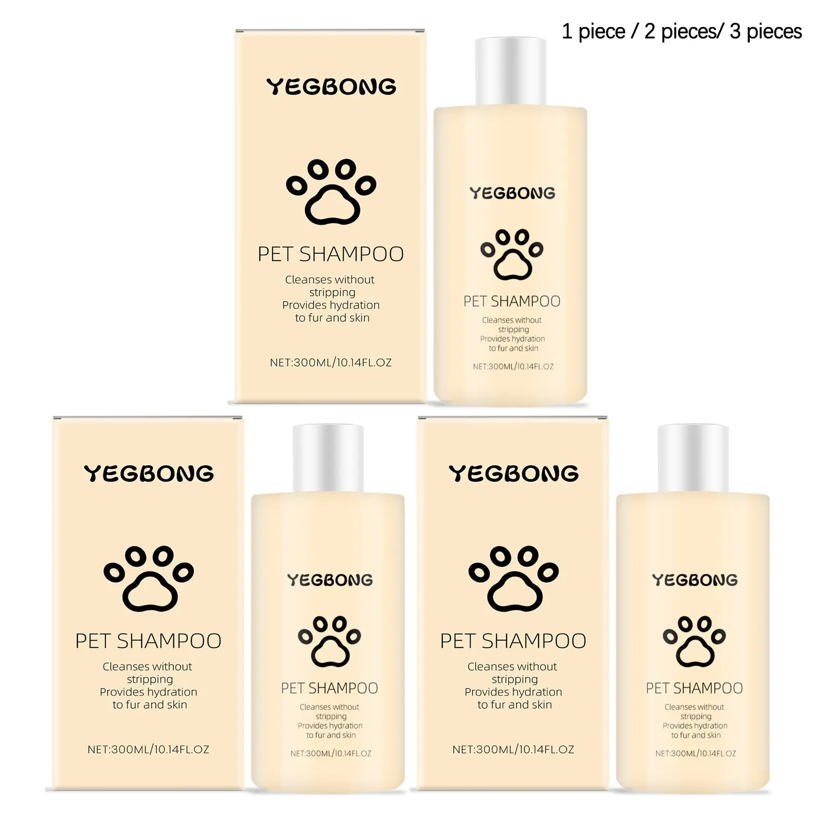 Pet Shampoo 300ML, Gentle Cleaning, Removes Odors, Smooths and Glosses Pet Hair, Refreshing and Comfortable, Long-Lasting Scent for Dogs and Cats