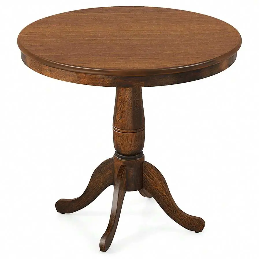 32" Round Pedestal Dining Table Dining Room Walnut
