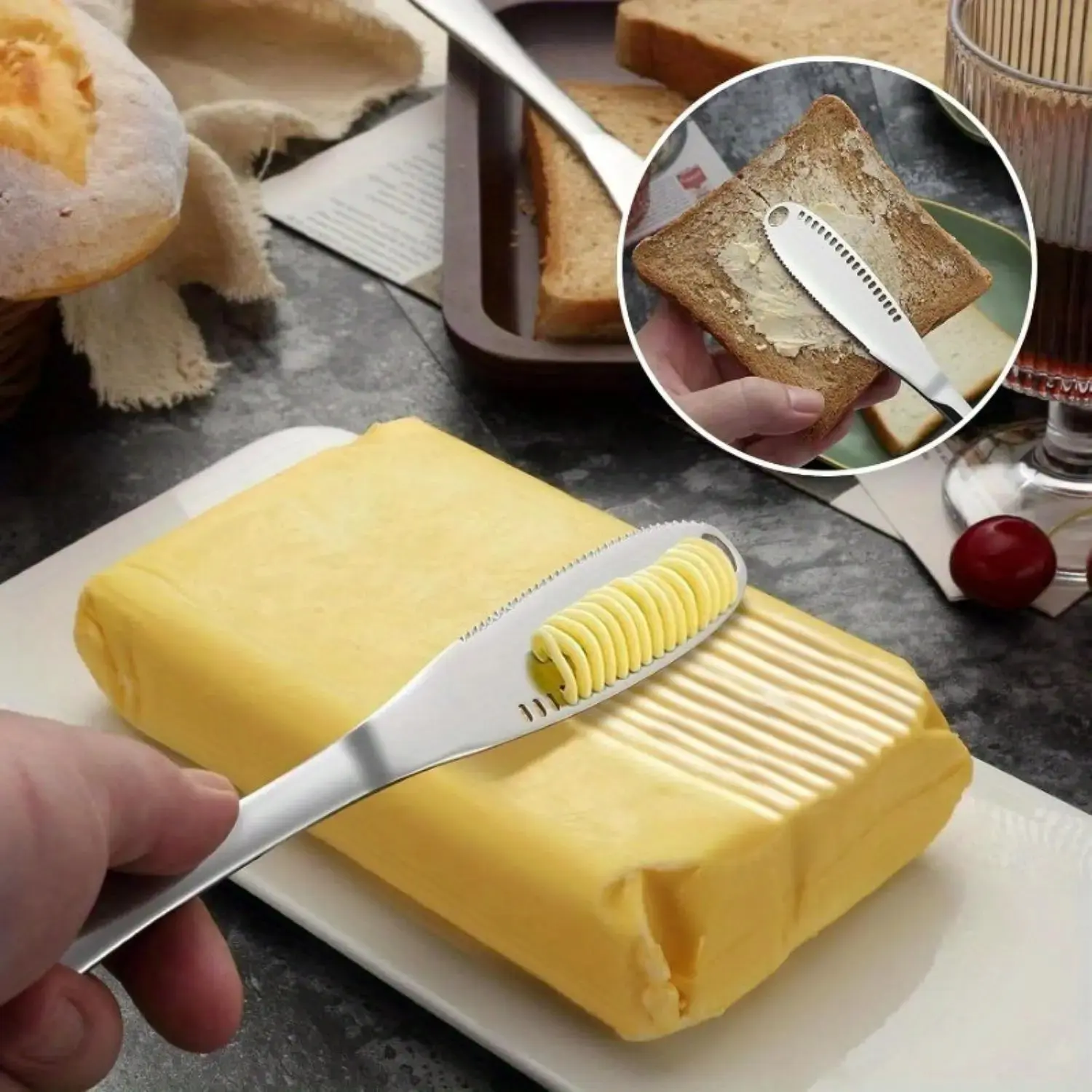 Stainless Steel Butter Spreader, 1 Count 3-in-1 Butter Curler & Micro Grater, Essential Kitchen Gadget for Home Use, Kitchenware, Utensils