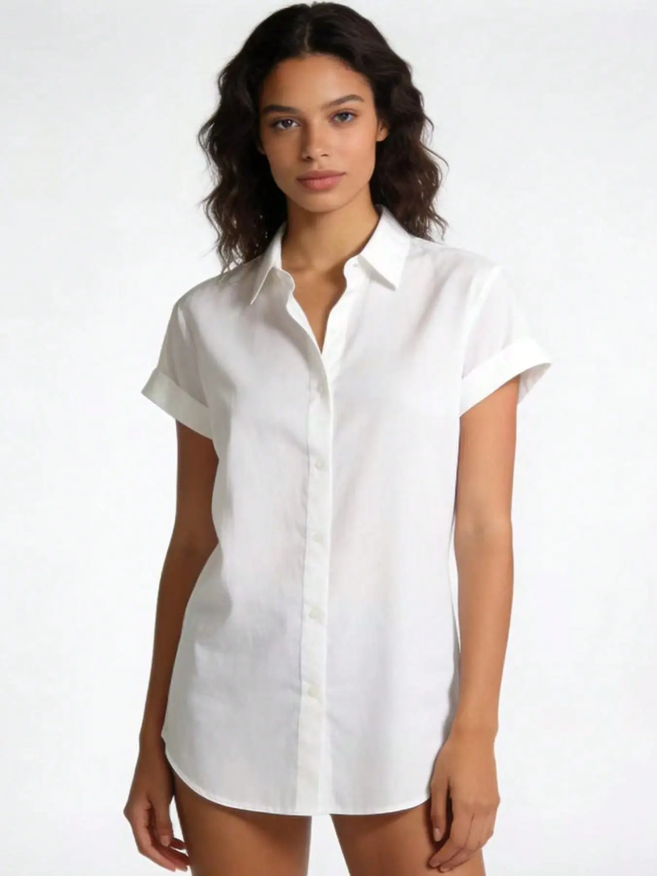 Women's Casual Shirt Blouses Classic Collared, Single Button Front, Loose Fit, Short Sleeves, Minimalist, Basic, Versatile for Home Office, All Seasons, Top Blouses Shirts Tops