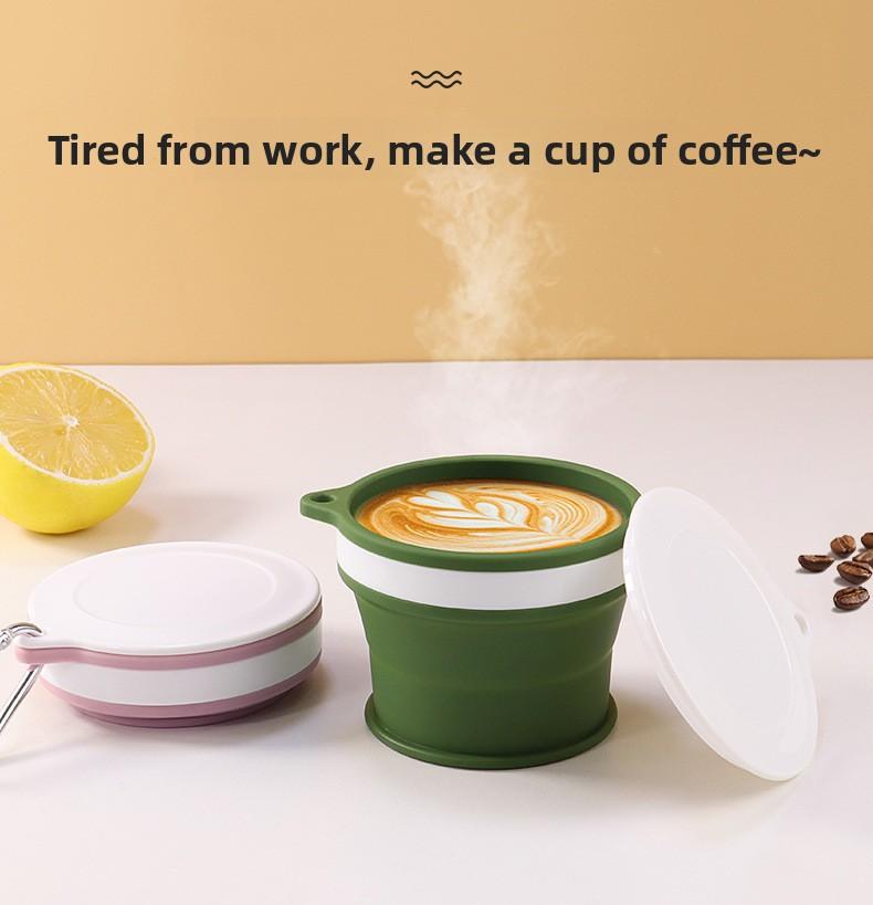 New Silicone Foldable Water Cup with Hook Portable Travel Coffee Mug Outdoor Camping Hiking Teethbrush Cup for Business Trip