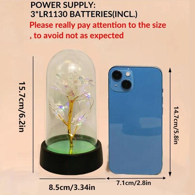 Artificial Rose in LED Light, 1 Count Battery Powered Simulation Rose Flower Desk Ornament with Light, Decorations for Home Party Wedding Anniversary