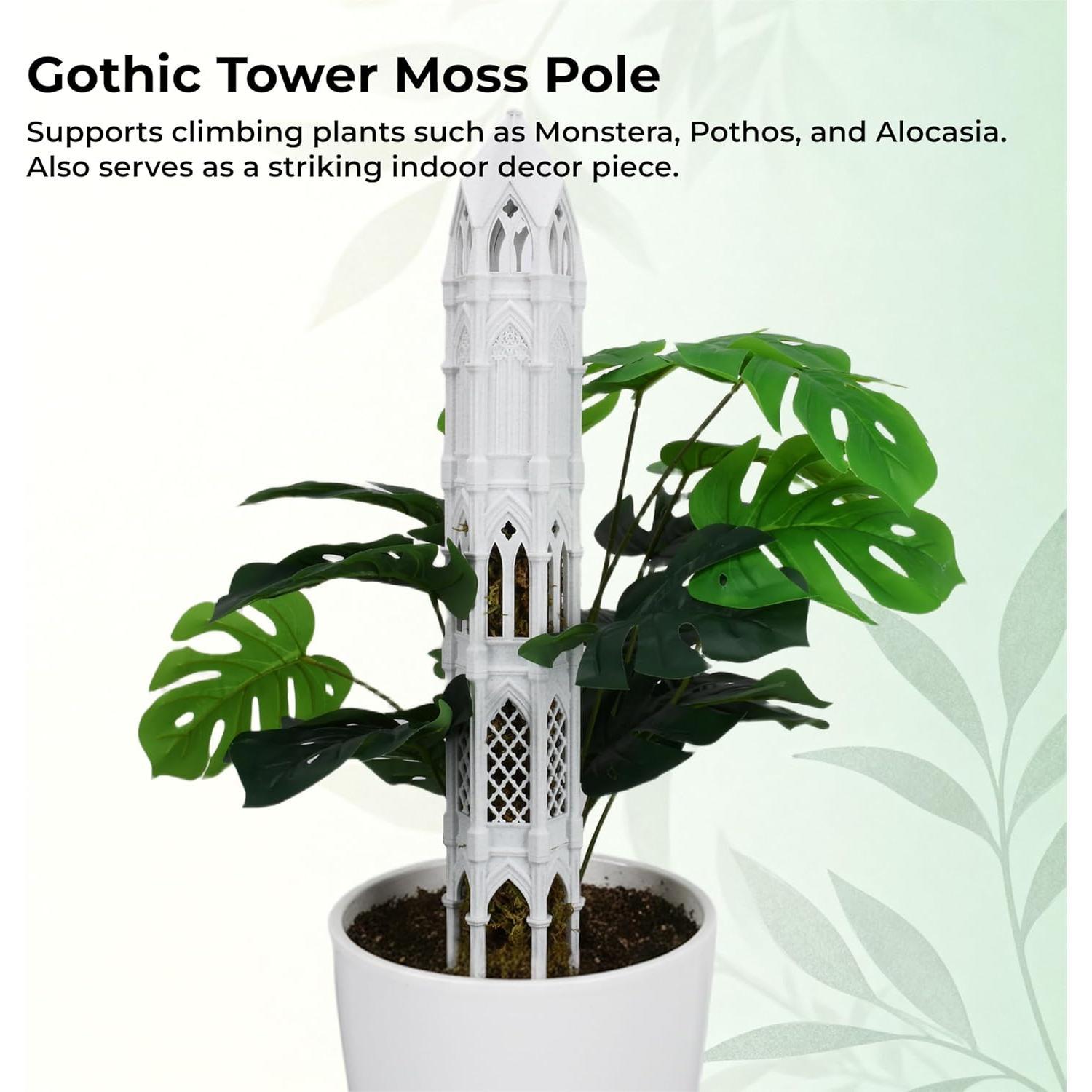 Gothic Tower Moss Pole - Modular Stackable Self-Watering Indoor Climbing  Totem, Can Be  as Moss Pole,  Stake or Climbing Support