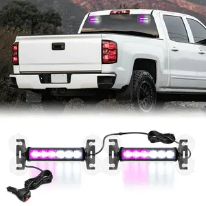 Nilight 12LED Emergency Strobe Traffic Advisor Light Bar 2 in 1 Purple White Dash Warning Safety Flashing Lights Front/Rear Windshield Construction Lights for Trucks Cars Plow Police Vehicles