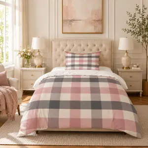 Classic Gingham Plaid Duvet Cover Set, 2/3 Pieces (1 Duvet Cover + 1/2 Pillowcases, Comforter & Pillow Inserts Not Included), Soft, Breathable & Skin-friendly Fabric, Suitable for Teens and Adults, Ideal as Holiday, Birthday or Housewarming Gift