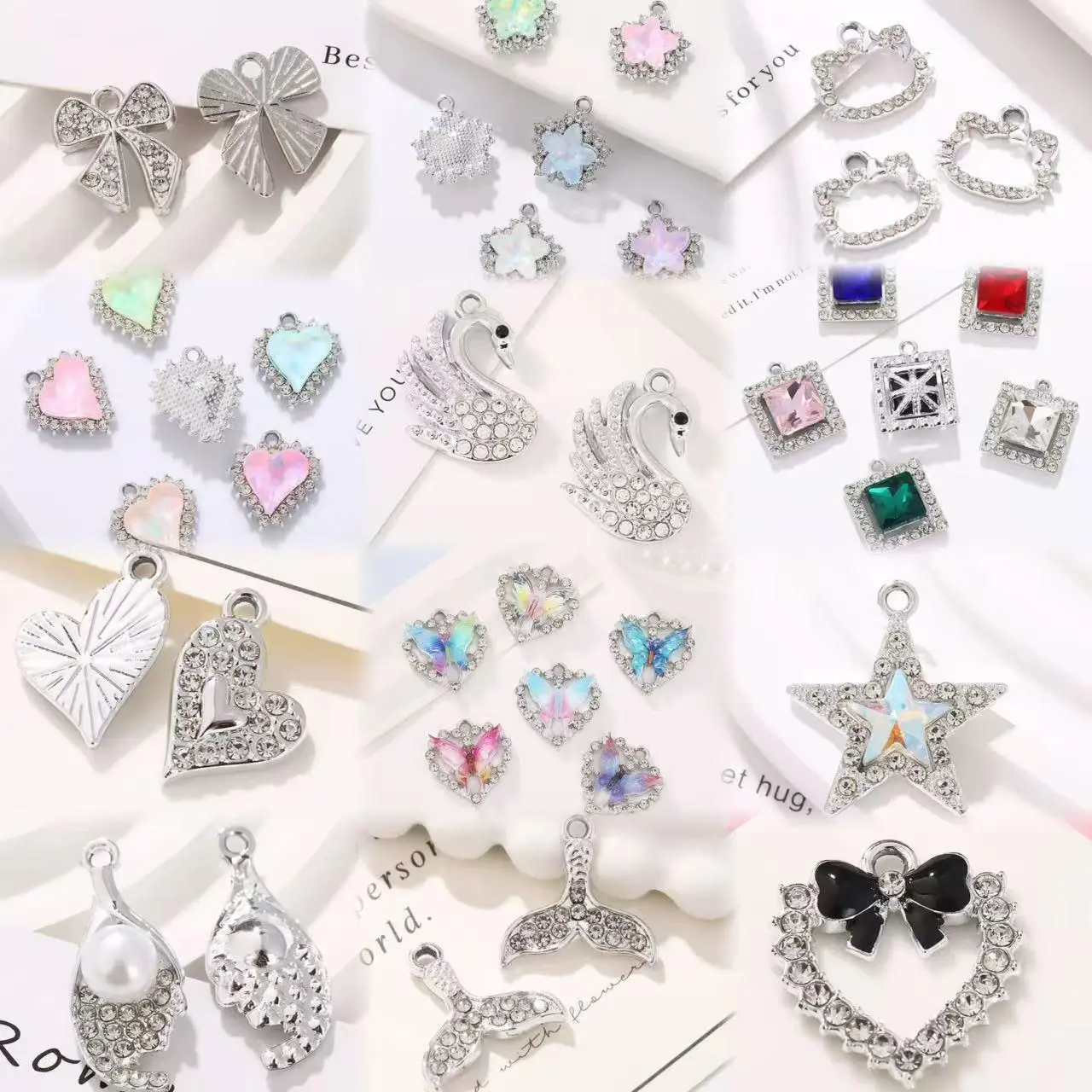 Vesta-A36-Mix Styles Fancy Pendants with Silver Base 2pcs per bag