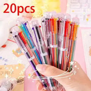 6-color Ballpoint Pen, 20pcs/set Random Color Smooth Rollerball Doodle Marker, Ideal for Students, Office Use