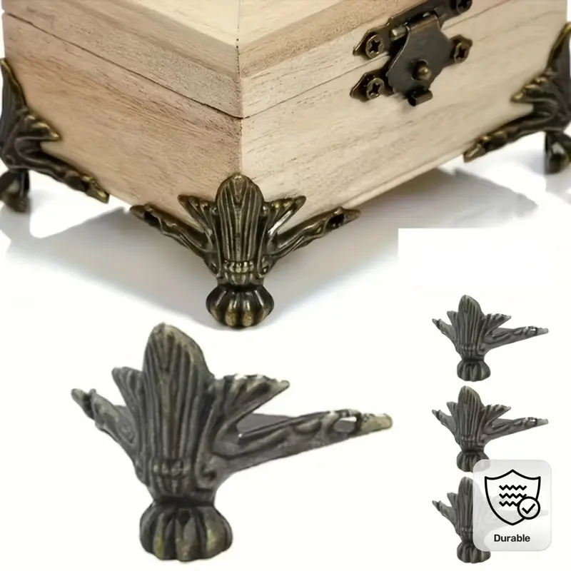24 pieces (8 brackets+16 screws) zinc alloy corner protectors-wooden jewelry boxes, storage boxes, flower decorative feet for furniture-durable hardware brackets (40x30mm), jewelry box feet and hardware accessories.