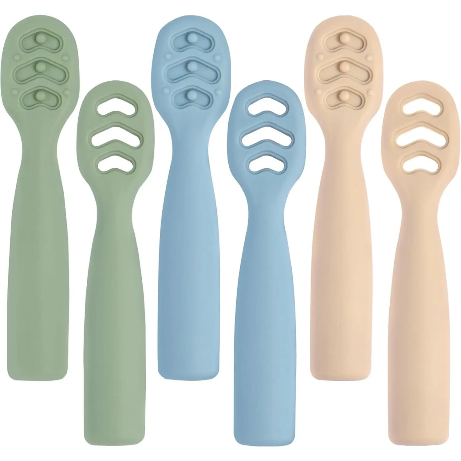 6 Pack Baby Led Weaning Spoons for 6+ Months, Soft Silicone Tip Toddler Utensils, BPA Free, Boil & Dishwasher Safe, Self Feeding First Stage Supplies(Gift)