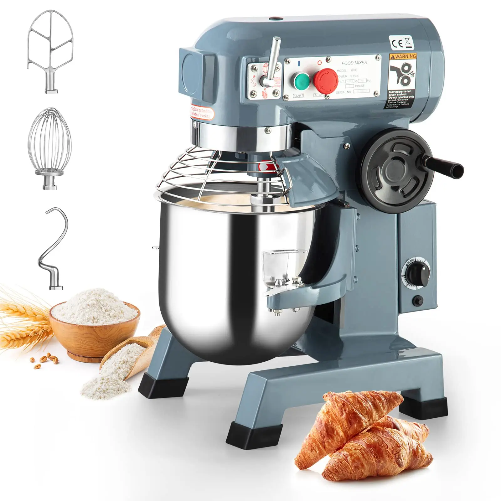 GARVEECommercial Stand Mixer 15Qt with Timing Function, 600W 3 Speeds Adjustable, Stainless Steel Bowl Stand Mixer With Safety Guard, Premium for Schools Bakeries Restaurants Pizzerias