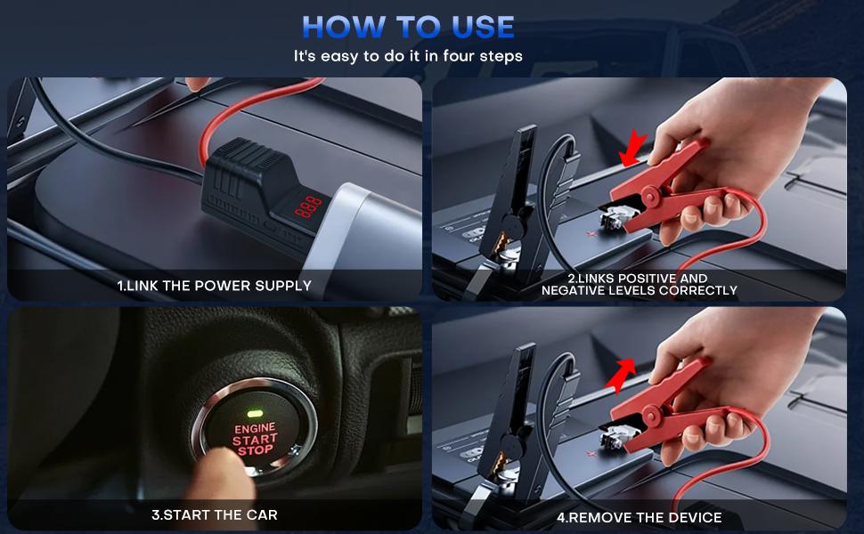 EC5 Smart Jump Starter Clamps,EC5 Heavy Duty Jump Starter Automotive Booster Clamp Cables Replacement Alligator Clamps with Intelligent LCD Screen for 12V Car Jump Starterand Many Other Brands WithoutBattery