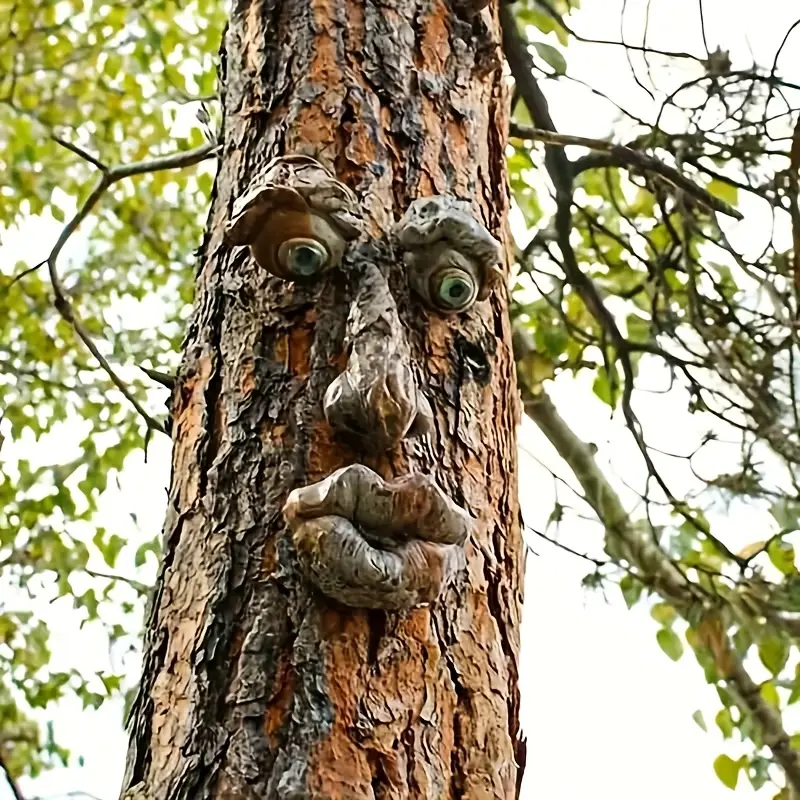 Whimsical Tree Face Hanging Ornament, Durable Resin Craft, Creative Garden Yard Decor, Multipurpose Wall Hanging Sculpture, Resin Sculptures For Outdoor Backyard Patio Home Wall Decoration